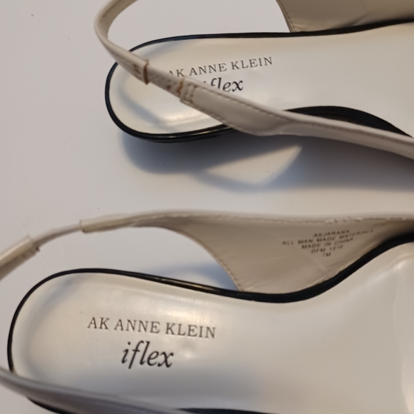 Anne Klein Open Toe Ivory/ Black Shoes Sz 7 - Picture 8 of 8